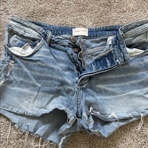 Light Wash Distressed Denim Cutoff Shorts